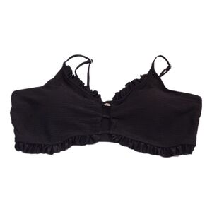 3/$20 Ruffled Caged Bikini Top Swim Suit Ribbed Padded Black Womens Plus Size 4X